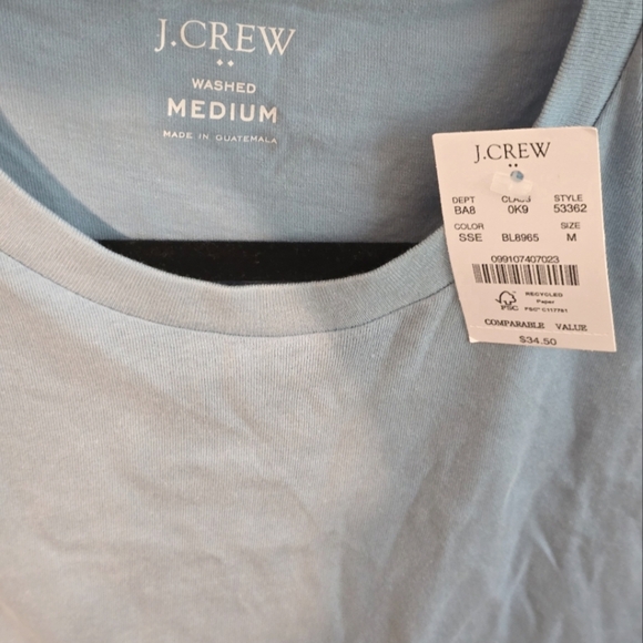 J.Crew Washed Cotton Tee Shirt Men’s Medium Blue Lagoon - Picture 3 of 5